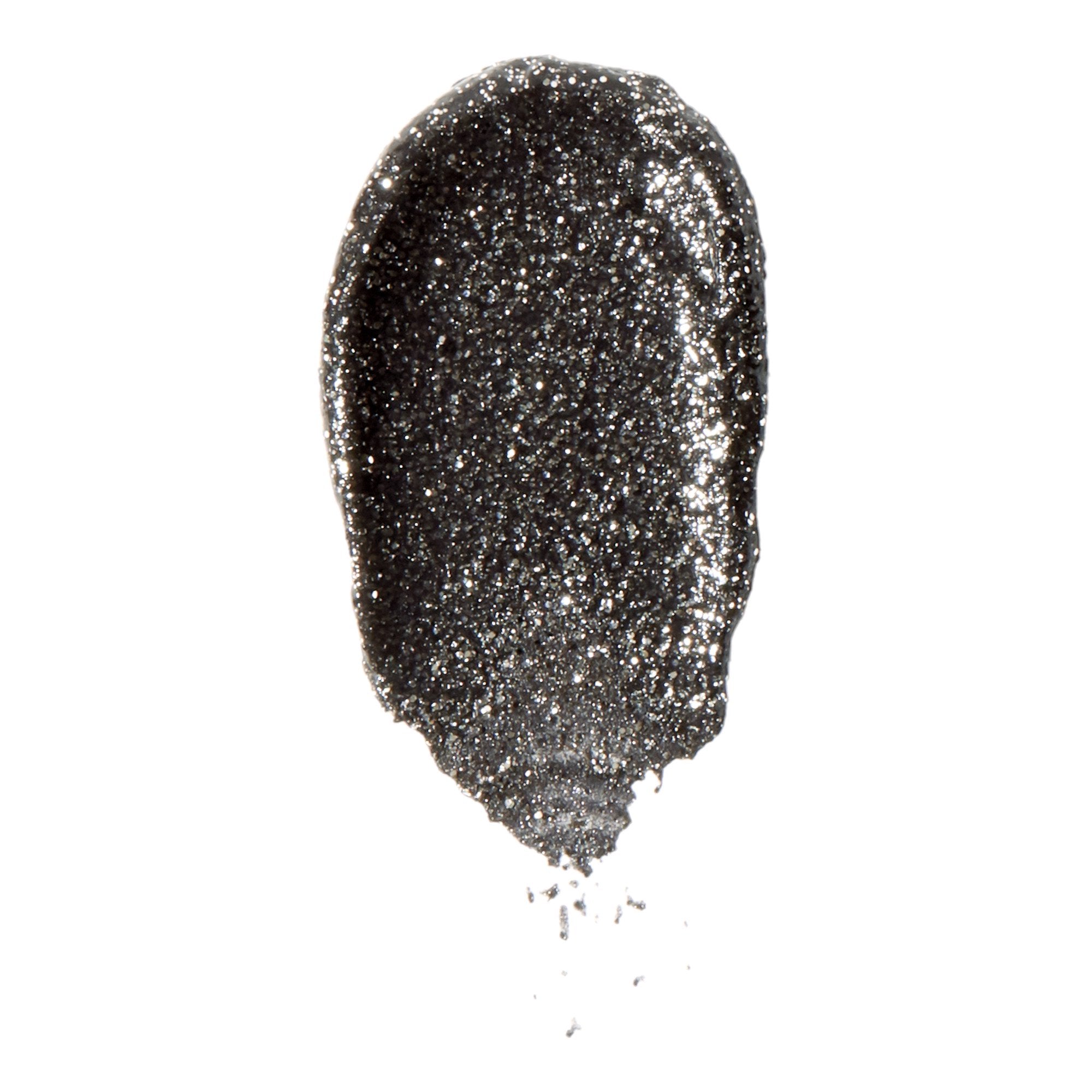 Black glitter swatch on a white background