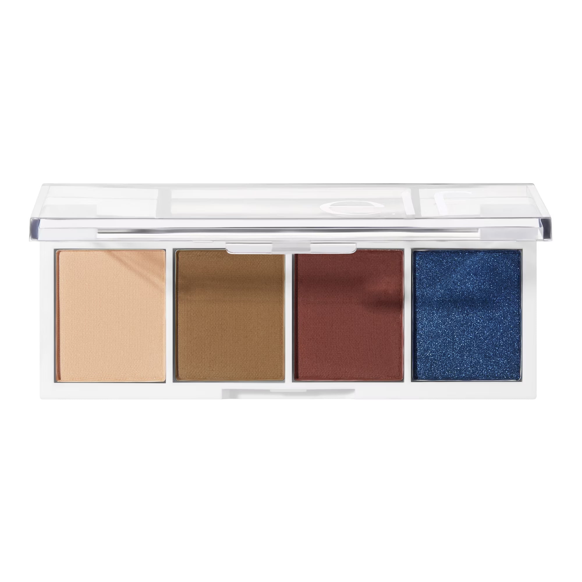 Makeup palette with four different shades on a white background