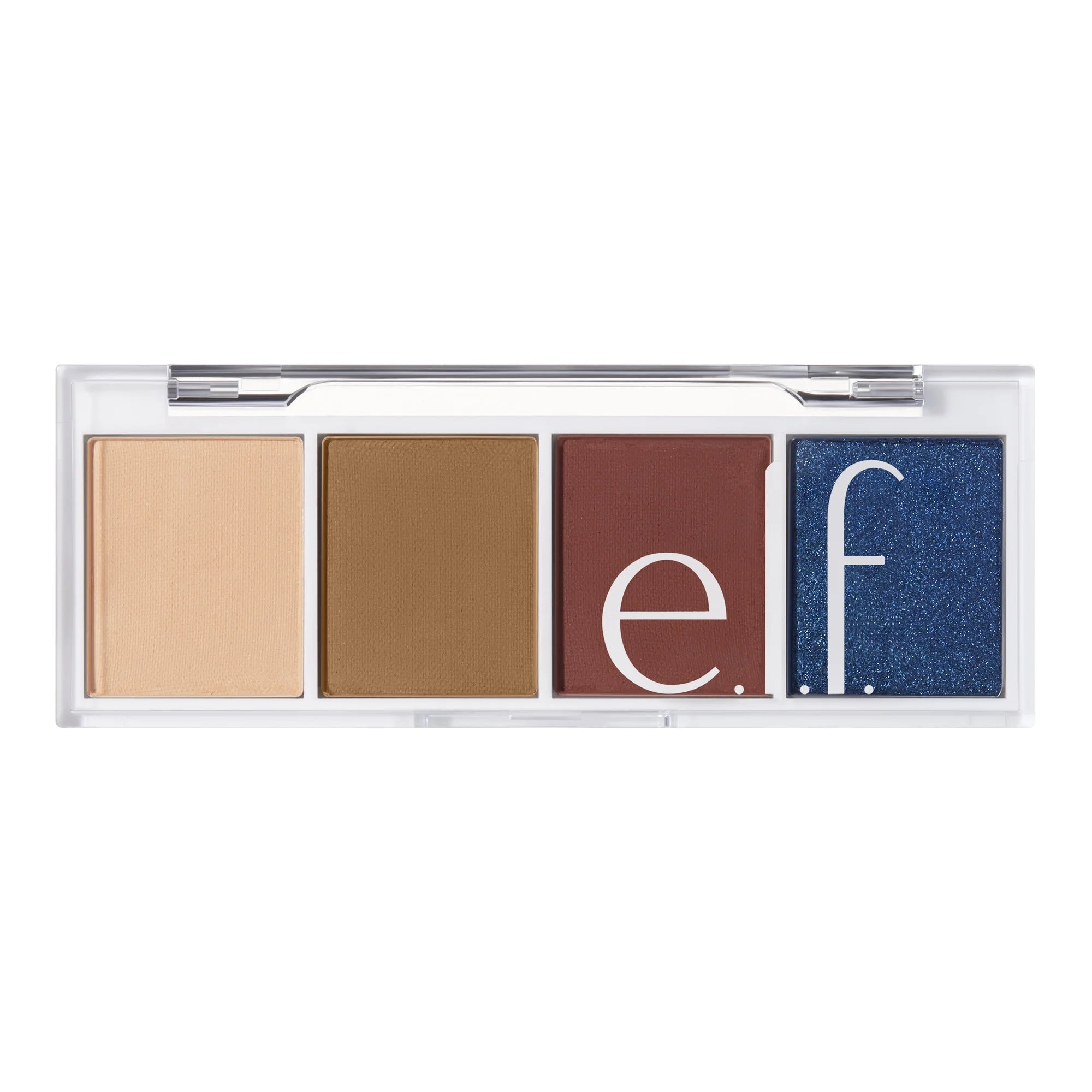 Makeup palette with four colors and 'e.f' branding on a white background