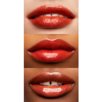 Three different models wearing coral cutie shade of the lip stain 