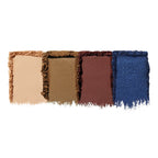 Kleurstalen van de vier tinten uit het e.l.f. Bite-Size Eyeshadow Carnival Candy palette.