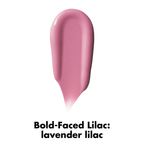 Swatch van e.l.f. Camo Liquid Blush in de tint Bold-Faced Lilac met lavendelkleurige finish.