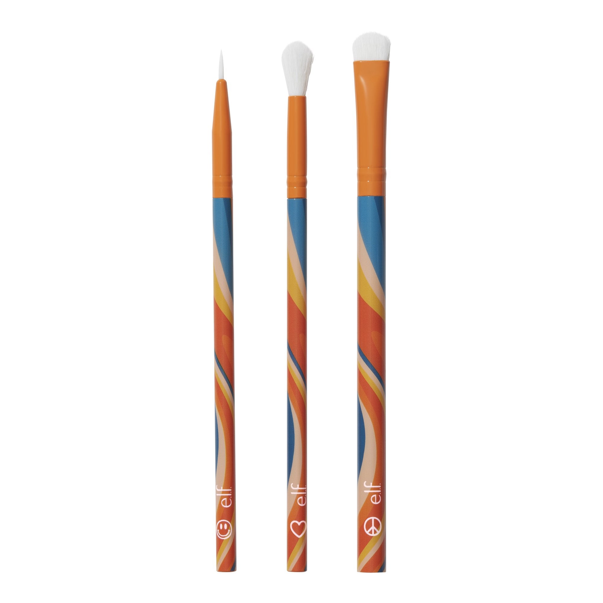 e.l.f. Good Vibes Only Oogkwastenset met drie oogkwasten voor oogschaduw, blending en eyeliner.