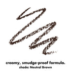 Kleurstaal van e.l.f. Instant Lift Brow Pencil in Neutral Brown met romige, langhoudende formule.