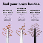 Vergelijking van de verschillende tinten van e.l.f. Instant Lift Brow Pencil.