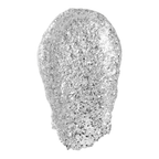 Silver glittery makeup product on a white background