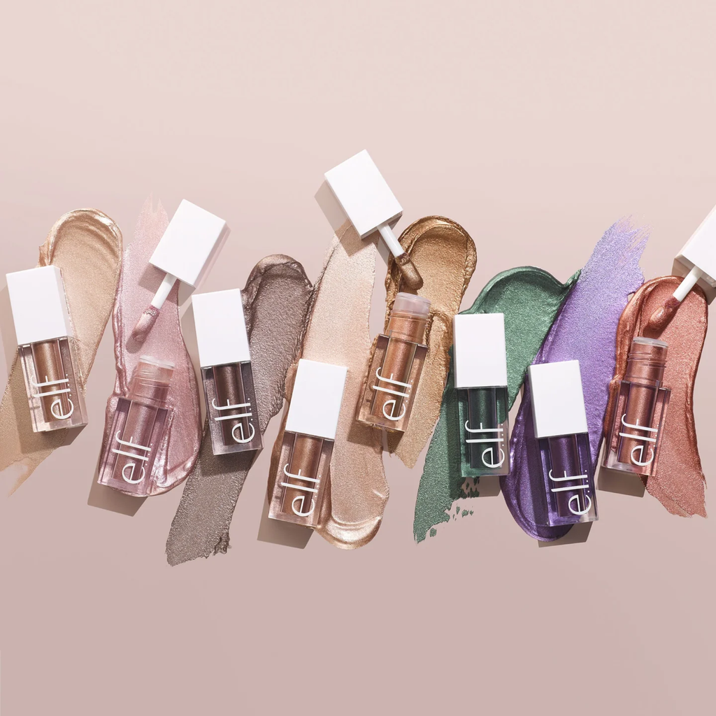 Collectie van e.l.f. Liquid Metallic Eyeshadow in meerdere metallic kleuren.