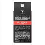 Back of a cosmetic packaging for 'Putty Blush Fiji' with text and branding.