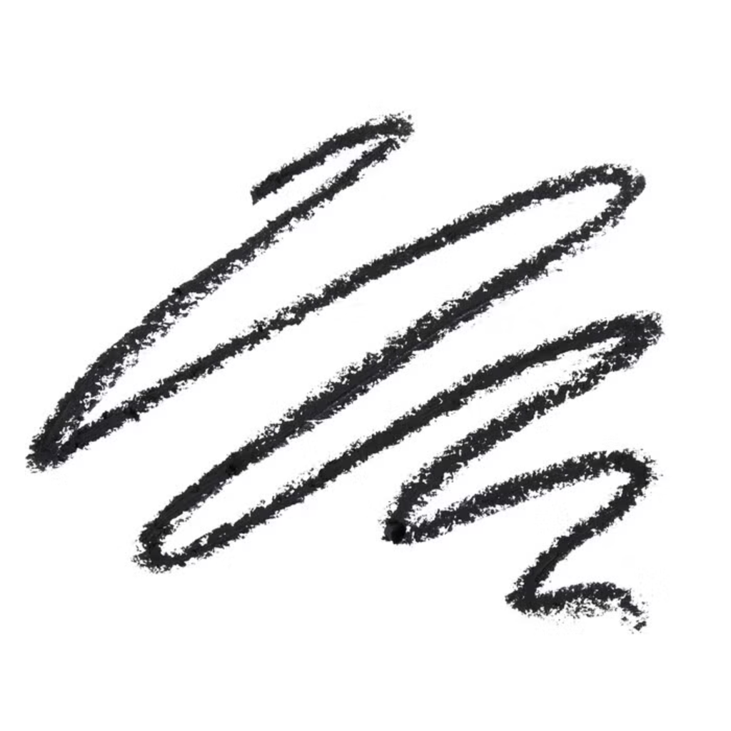 Zwarte kleurstaal van e.l.f. No Budge Precision Eyeliner met intense pigmentatie.