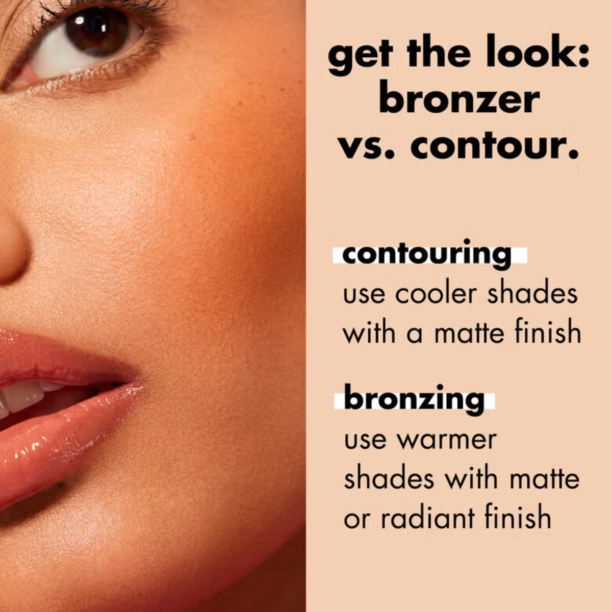 Overzicht van de voordelen van e.l.f. Primer-Infused Matte Bronzer, waaronder matte finish en opbouwbare kleur.