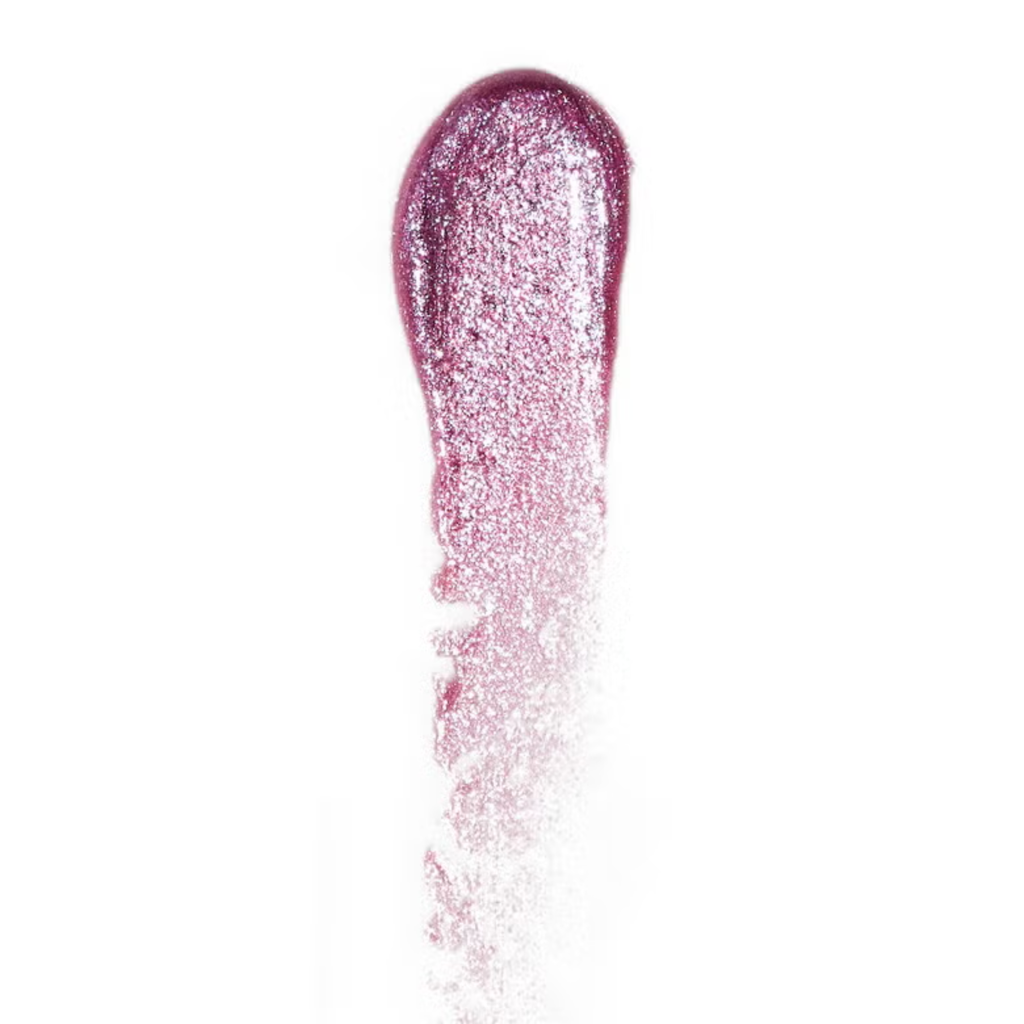 Swatch van e.l.f. Prismatic Lip Gloss Amethyst met multidimensionale paarse glans.