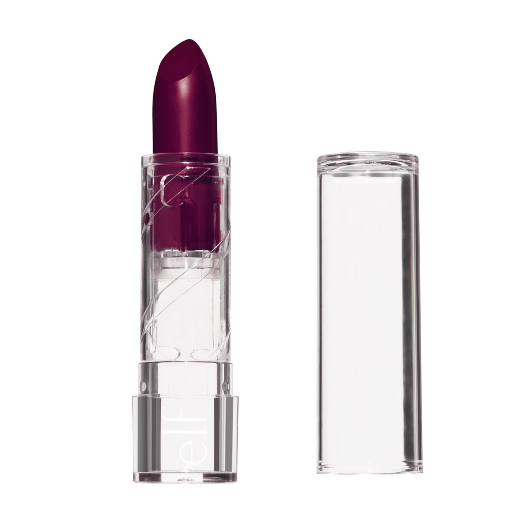 Lipstick with clear casing on a white background