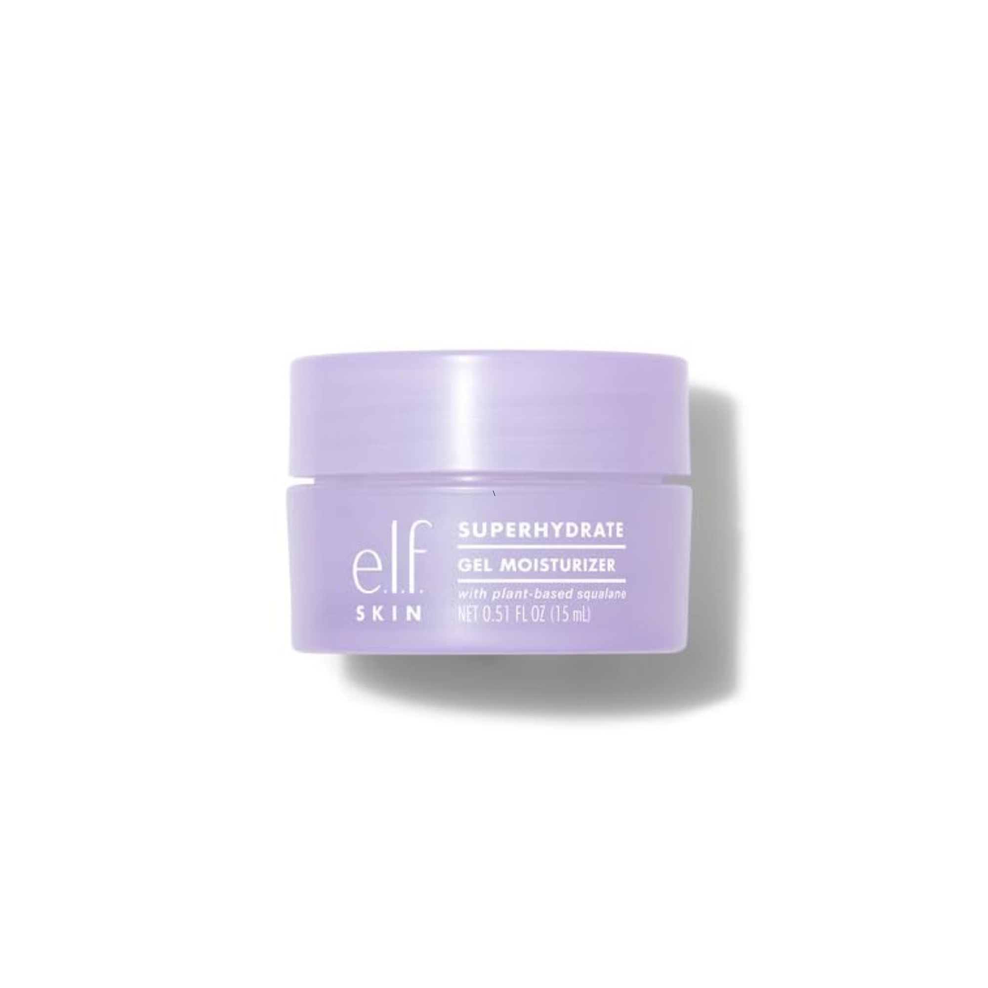 Purple jar of e.l.f. SuperHydrate Gel Moisturizer on a white background