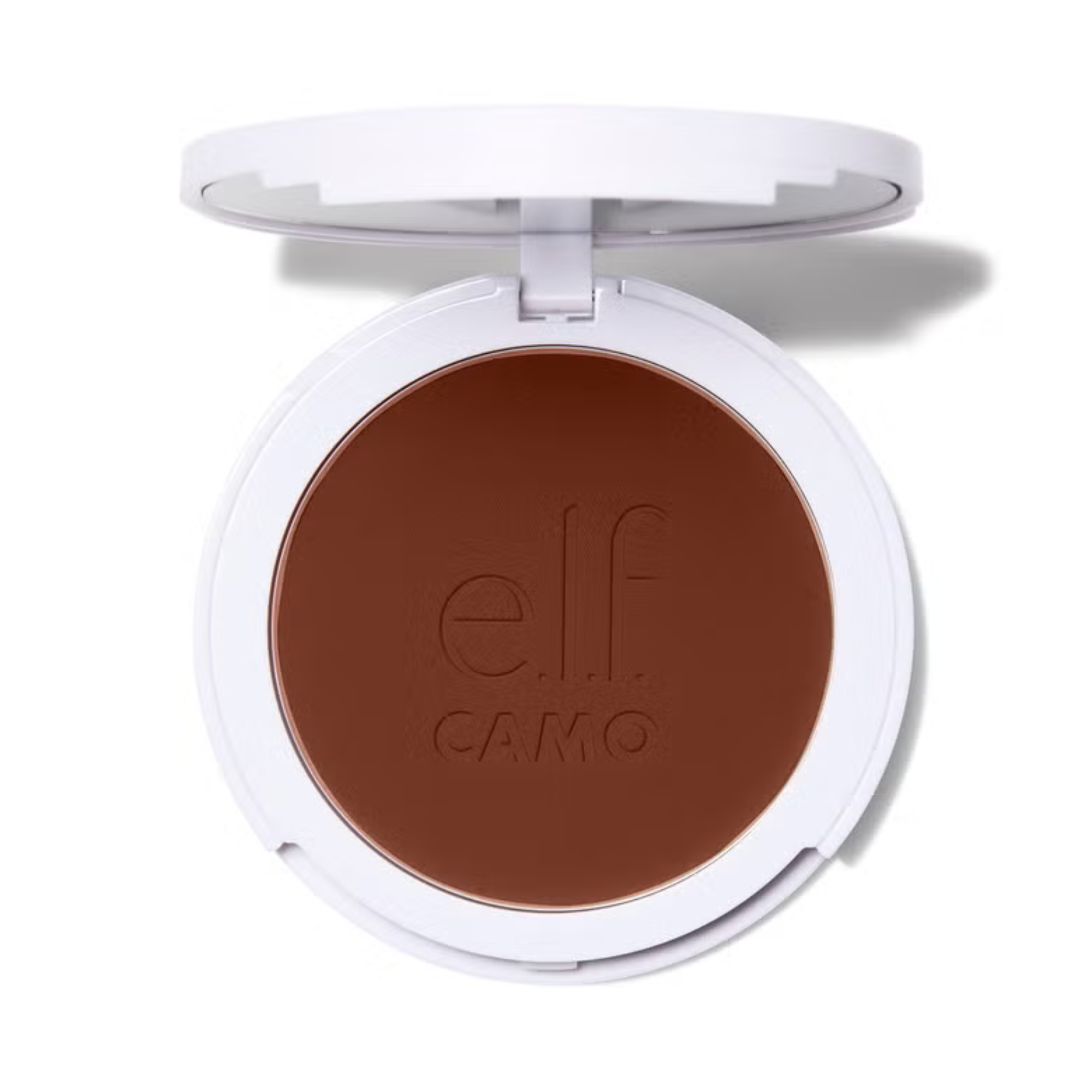 Compact powder foundation with 'elf' branding on a white background
