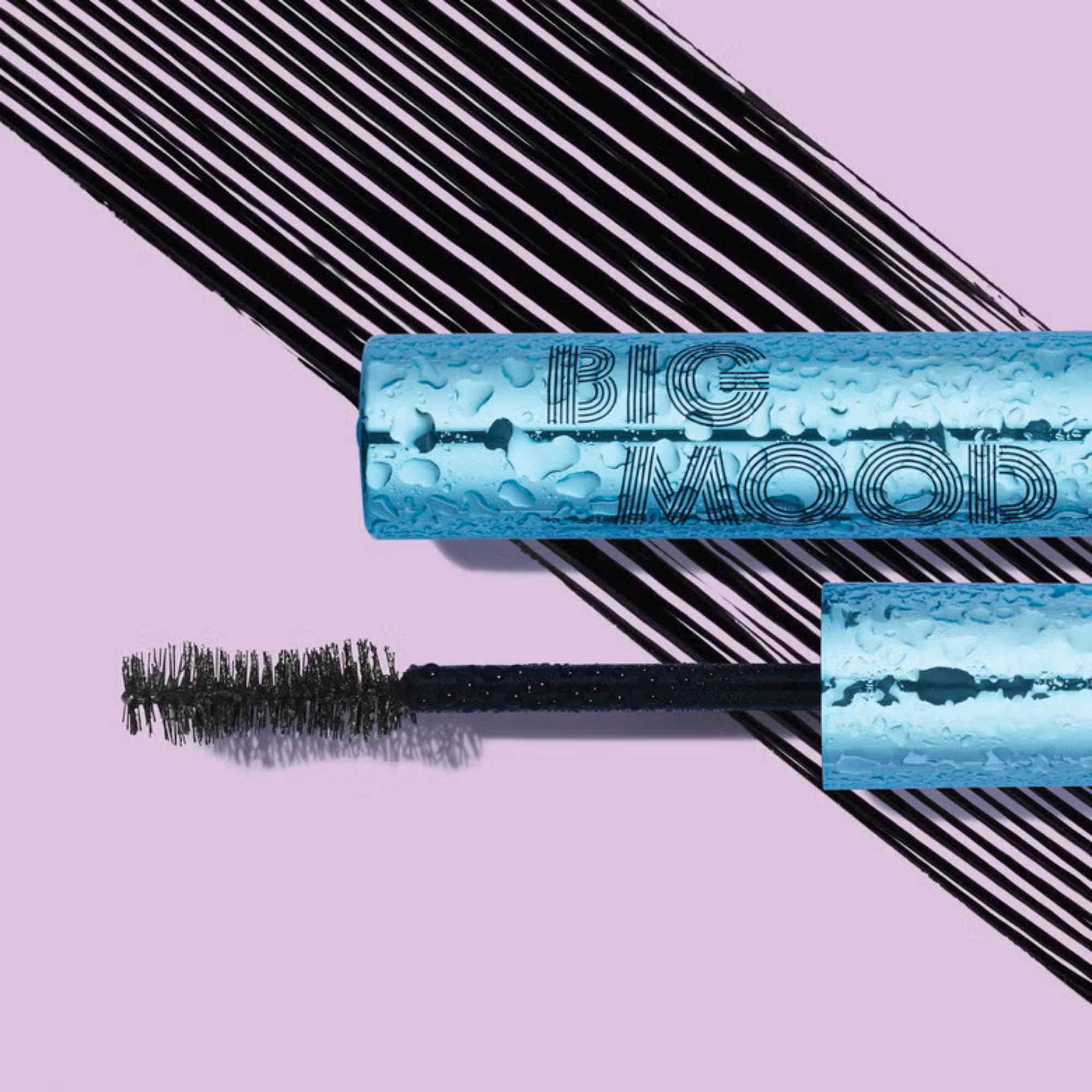Close up of e.l.f. Big Mood Mascara Black Waterproof hourglass shaped brush