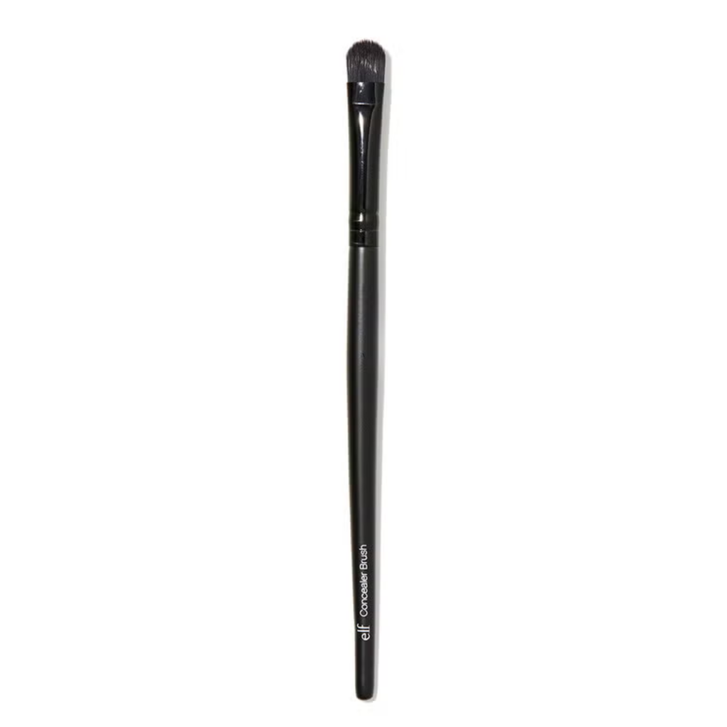 Black makeup brush on a white background