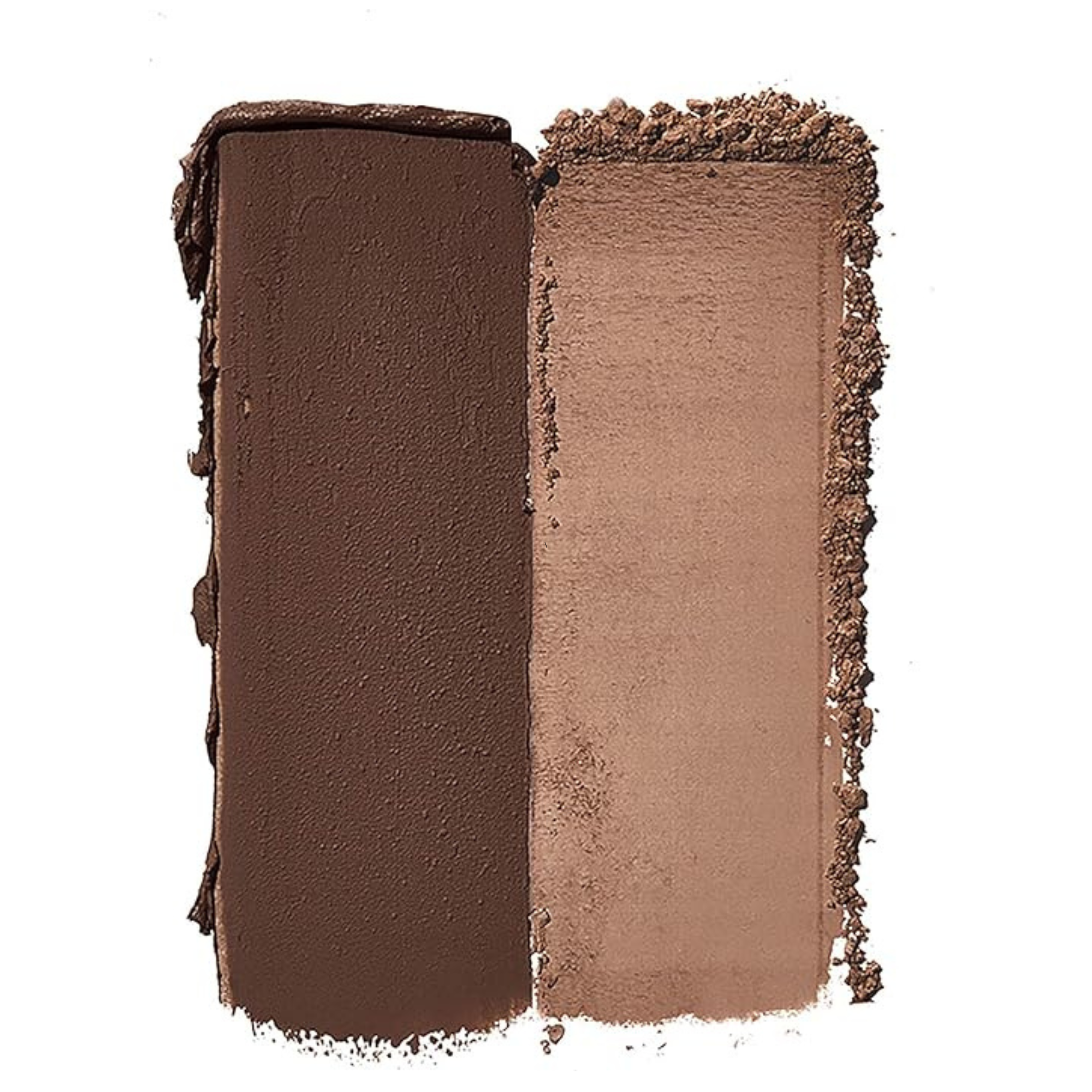 Two brown makeup swatches on a white background