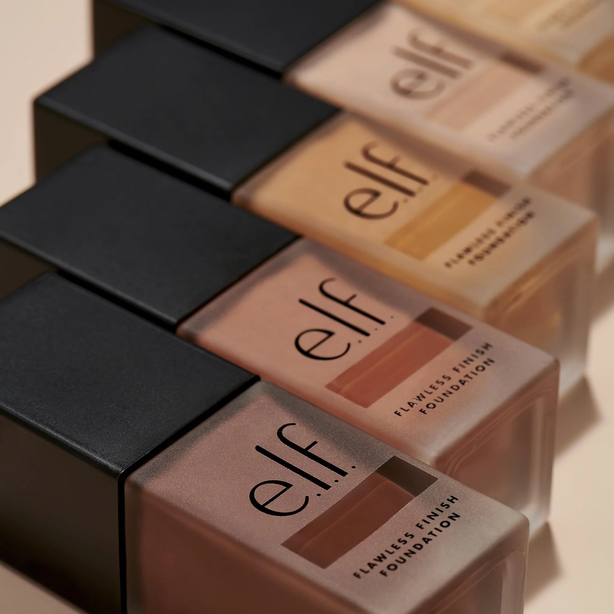 e.l.f. Flawless Satin Foundation shade range bottles