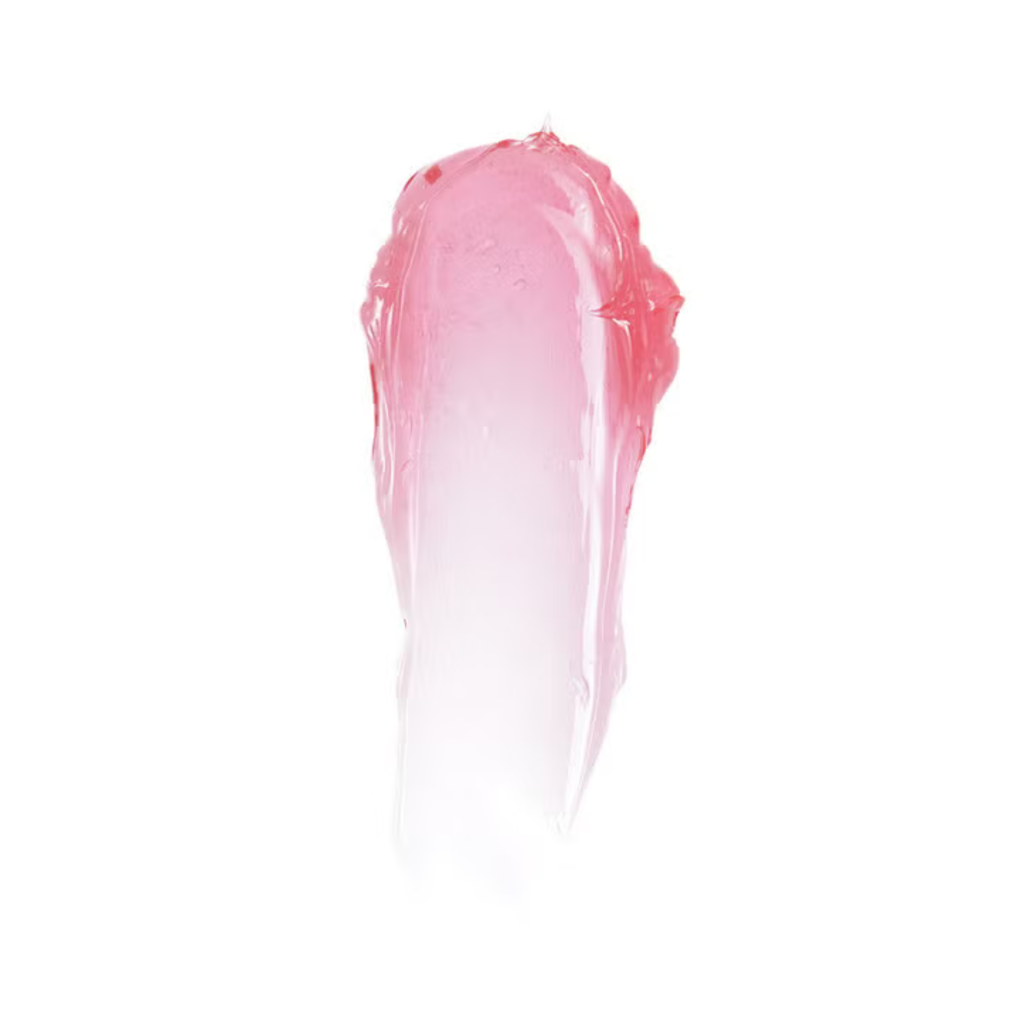 Pink lip balm smear on a white background