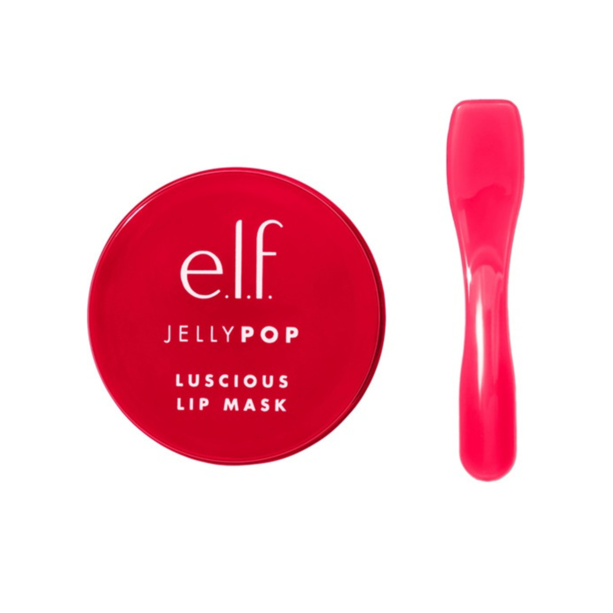Red lip mask packaging with 'e.l.f.' branding on a white background