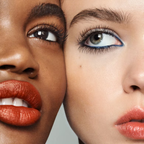 Close-up of two faces with different skin tones and eye colors wearing the same lash it loud mascara