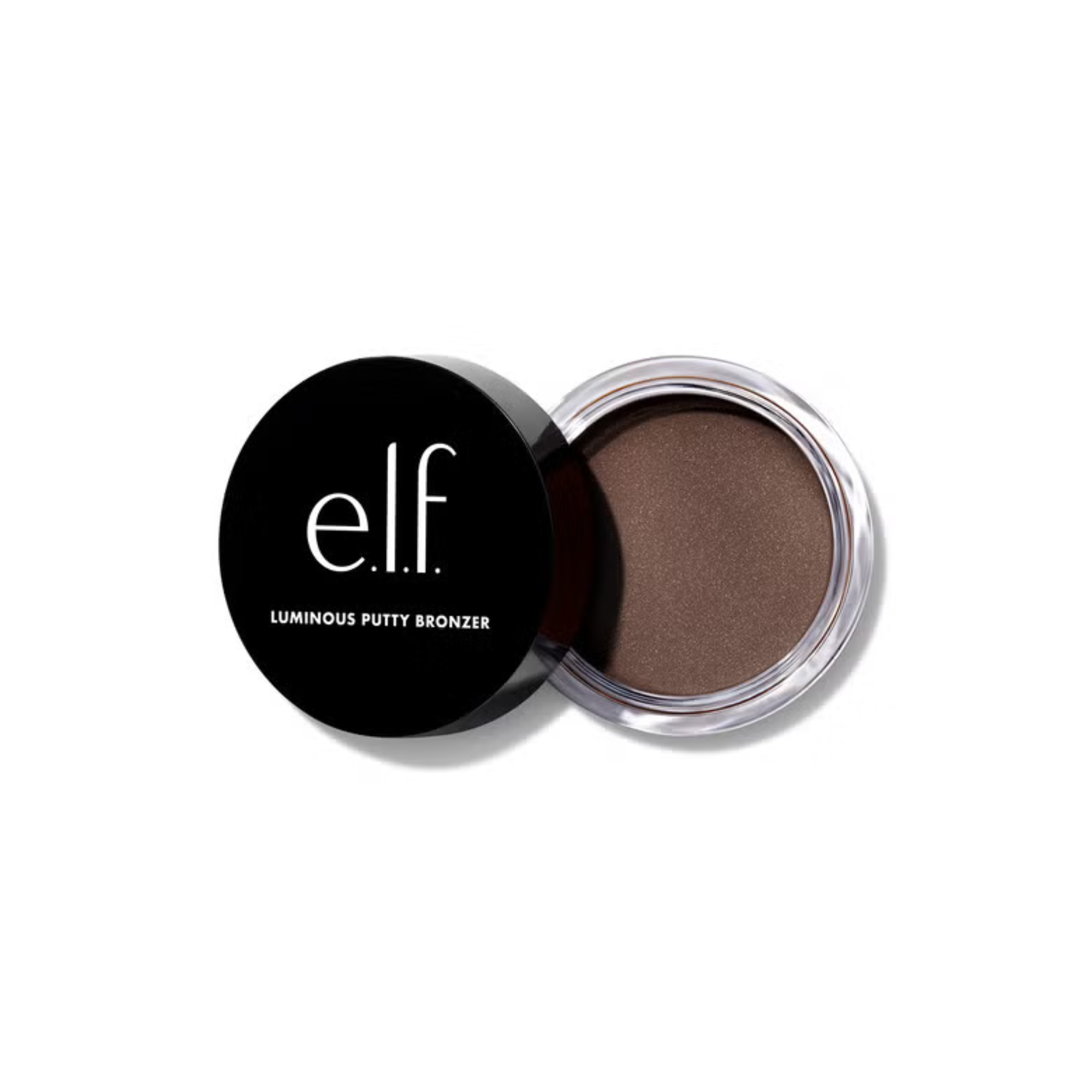 Open container of e.l.f. Luminous Putty Bronzer on a white background