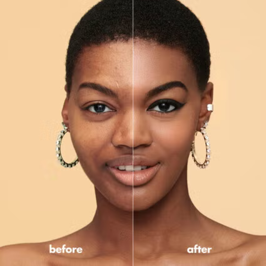 e.l.f. Luminous Putty Primer Universal Glow radiant finish on skin before and after