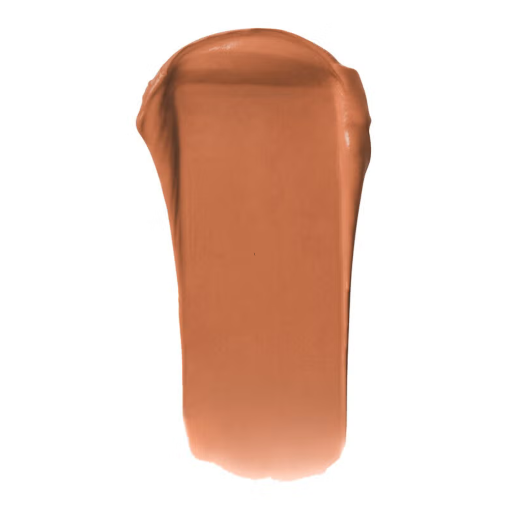 Brown lipstick swatch on a white background