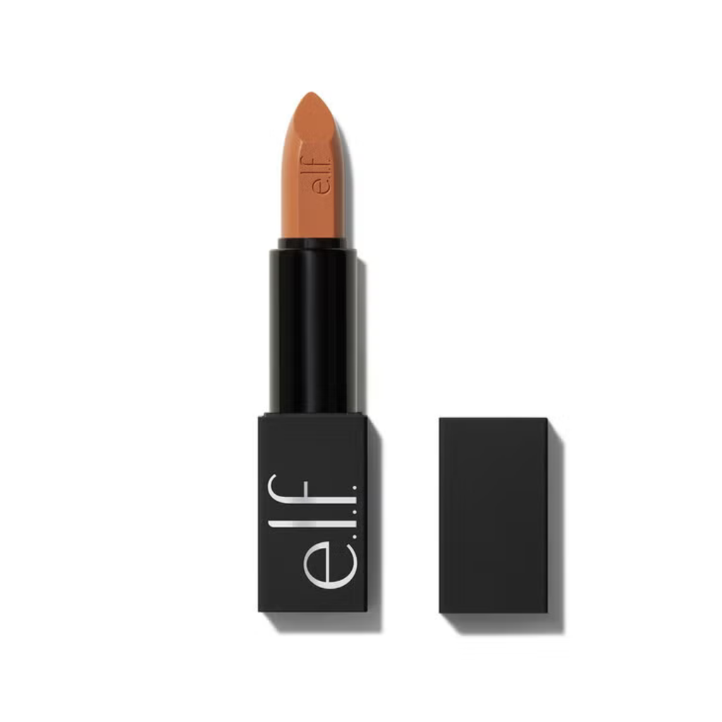 Lipstick with black casing and 'elf' branding on a white background