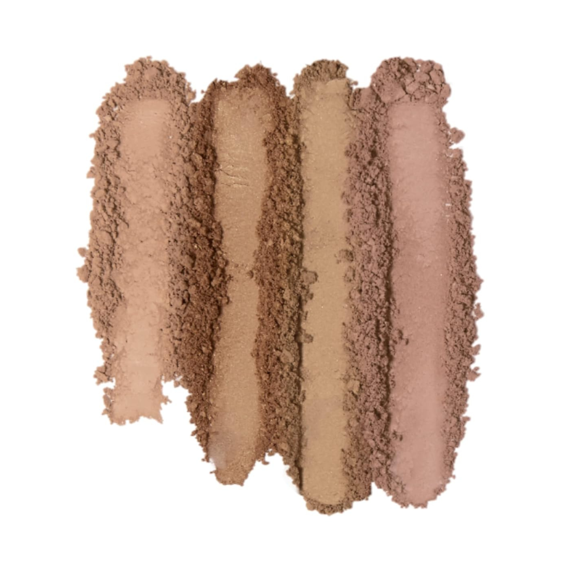 Nude-colored makeup swatches on a white background