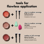 Makeup tools for flawless application on a beige background